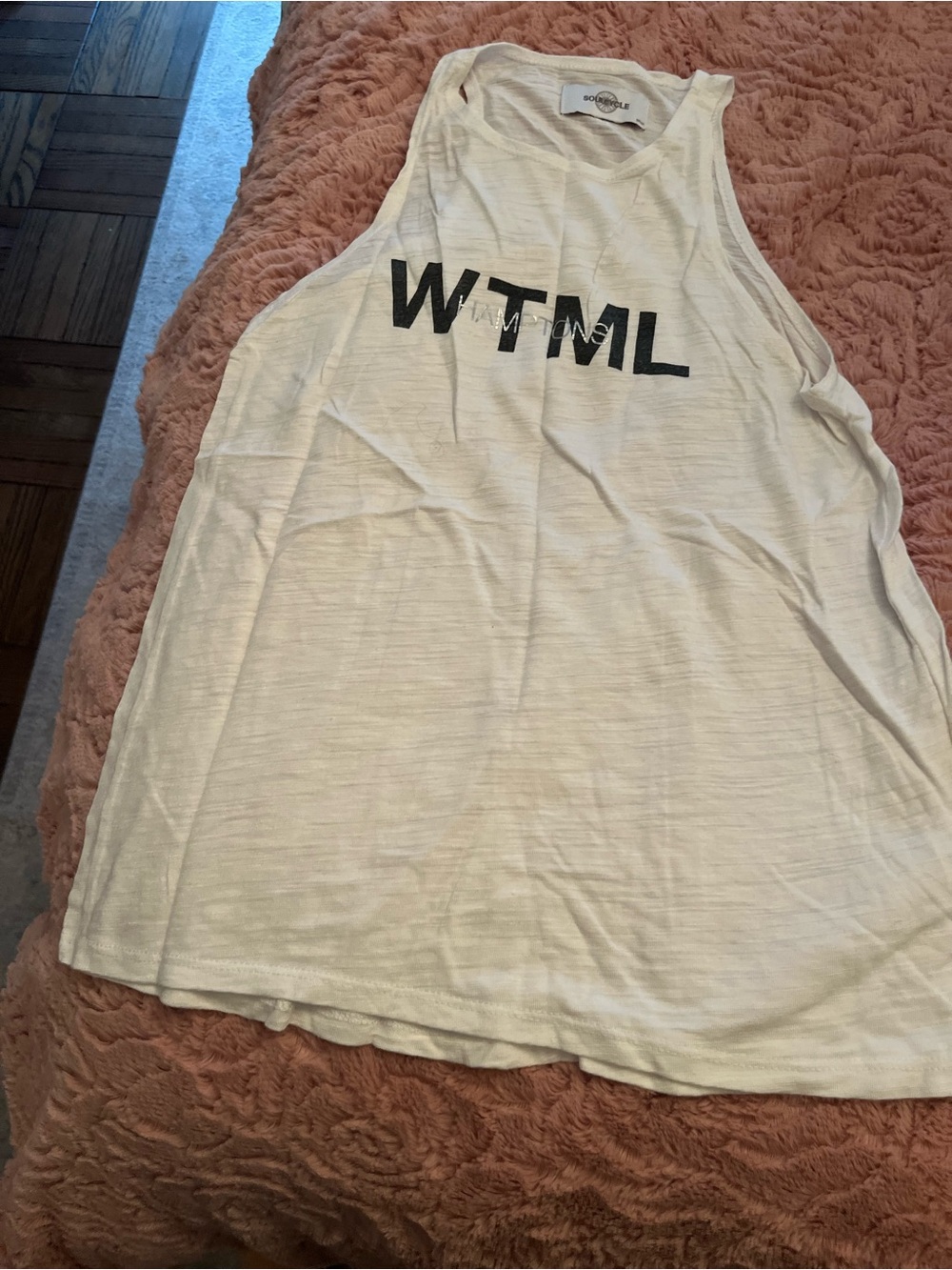 soulcycle White Tank Top with Black WTML Print